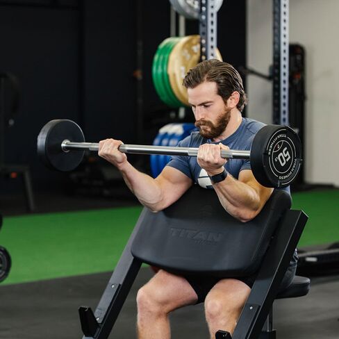 Titan Fitness Rubber Curl Fixed Barbells, Pre-Loaded Weight Bar for Strength Training & Weightlifting in Saudi Arabia
