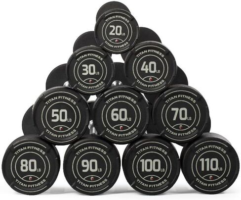 Titan Fitness Rubber Curl Fixed Barbells, Pre-Loaded Weight Bar for Strength Training & Weightlifting in Saudi Arabia