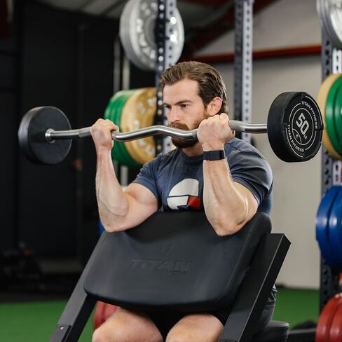 Titan Fitness Rubber Curl Fixed Barbells, Pre-Loaded Weight Bar for Strength Training & Weightlifting in Saudi Arabia