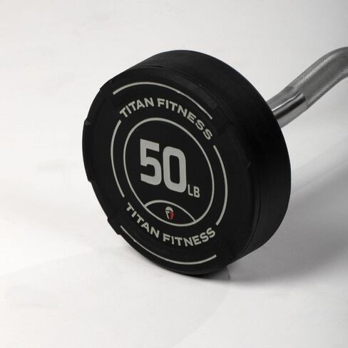 Titan Fitness Rubber Curl Fixed Barbells, Pre-Loaded Weight Bar for Strength Training & Weightlifting in Saudi Arabia
