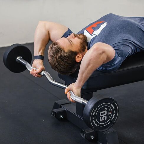 Titan Fitness Rubber Curl Fixed Barbells, Pre-Loaded Weight Bar for Strength Training & Weightlifting in Saudi Arabia