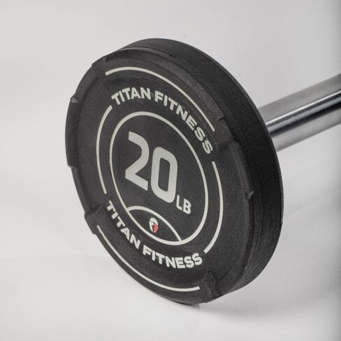 Titan Fitness Rubber Curl Fixed Barbells, Pre-Loaded Weight Bar for Strength Training & Weightlifting in Saudi Arabia