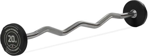 Titan Fitness Rubber Curl Fixed Barbells, Pre-Loaded Weight Bar for Strength Training & Weightlifting in Saudi Arabia