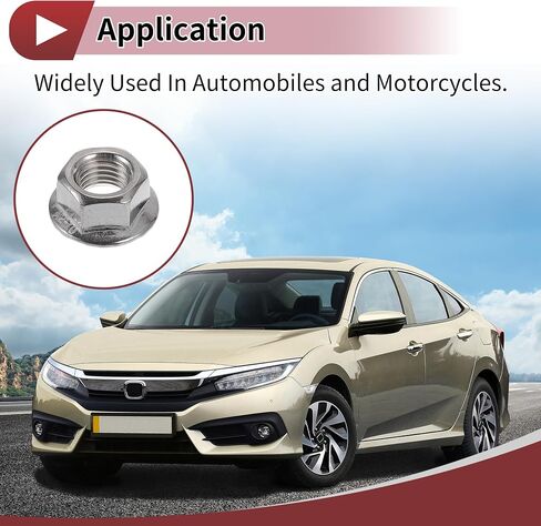 5 Pcs M10*1.25 Car Flange Nuts 304 Stainless Steel Girded Hex Lock Flange Nuts Non-Slip Lock Flange Silver Tone for Car Motorcycle in Saudi Arabia