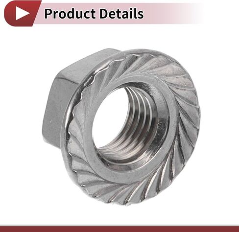 5 Pcs M10*1.25 Car Flange Nuts 304 Stainless Steel Girded Hex Lock Flange Nuts Non-Slip Lock Flange Silver Tone for Car Motorcycle in Saudi Arabia