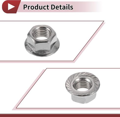 5 Pcs M10*1.25 Car Flange Nuts 304 Stainless Steel Girded Hex Lock Flange Nuts Non-Slip Lock Flange Silver Tone for Car Motorcycle in Saudi Arabia