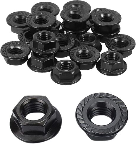 50 Pcs M6 x 1.0mm Serrated Flange Hex Nuts, 304 Stainless Steel Hexagon Flange Nuts, Full Thread, Hex Drive, Black in Kuwait
