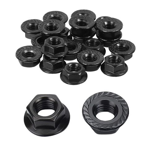 50 PCS M6 × 1.0 مم من المكسرات السداسية شفة مسننة ، 304 صواميل سداسية من الفولاذ المقاوم للصدأ ، وخيط كامل ، محرك سداسي ، أسود in Kuwait