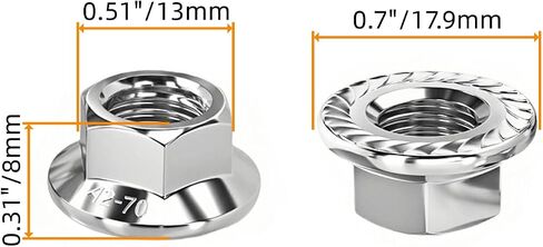 50 Pcs M6 x 1.0mm Serrated Flange Hex Nuts, 304 Stainless Steel Hexagon Flange Nuts, Full Thread, Hex Drive, Black in Kuwait