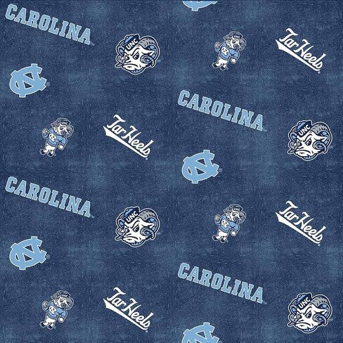 North Carolina at Chapel Hill UNC Tarheels NCAA licensed FLANNEL distressed design 100% Cotton Fabric Sold by Yard in Saudi Arabia
