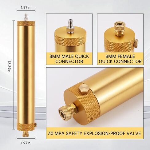 30MPa/4500psi PCP AIR AIL POSSELATOR فاصل مياه زيت ، مرشح هواء عالي الضغط مع موصلات سريعة 8 مم ، مرشح ضاغط الهواء الألمنيوم سلس من ألومك للغطس والهواء (الأزرق) in Kuwait