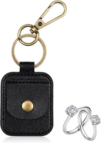 Ring Pouch, Portable Ring Holder Keychain Leather Jewelry Keychain Holder for Guitar Picks Rings Necklaces Travel Jewelry Storage Tools Black in Saudi Arabia