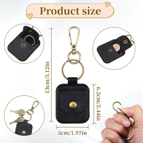 Ring Pouch, Portable Ring Holder Keychain Leather Jewelry Keychain Holder for Guitar Picks Rings Necklaces Travel Jewelry Storage Tools Black in Saudi Arabia