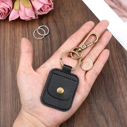 Ring Pouch, Portable Ring Holder Keychain Leather Jewelry Keychain Holder for Guitar Picks Rings Necklaces Travel Jewelry Storage Tools Black in Saudi Arabia