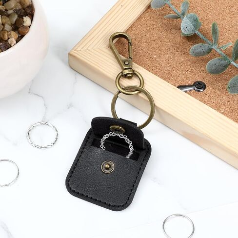 Ring Pouch, Portable Ring Holder Keychain Leather Jewelry Keychain Holder for Guitar Picks Rings Necklaces Travel Jewelry Storage Tools Black in Saudi Arabia