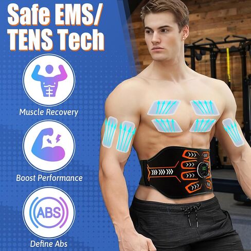 Electronic Muscle Stimulator, Abs Stimulator Muscle Toner, Ab Machine Trainer for All Body, Rechargeble for Fitness Strength Training Workout Equipment for Men and Women(Waist + Arms) in Saudi Arabia