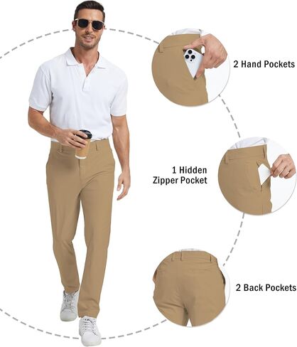 NATUVENIX Golf Pants Men Stretch Work Dress Pants Lightweight 30" Slim Fit Business Casual Pants for Men with Pockets in Kuwait