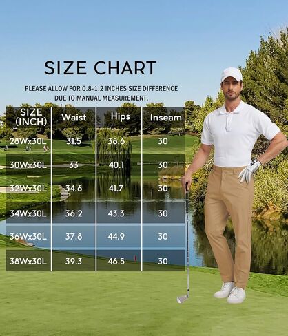NATUVENIX Golf Pants Men Stretch Work Dress Pants Lightweight 30" Slim Fit Business Casual Pants for Men with Pockets in Kuwait