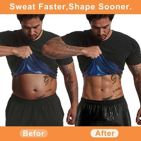 Sauna Shirt for Men Short Sleeve Compression Sweat Suit Loss Body Shaper T-Shirt Heat Trapping Workout Gym Exercise in Saudi Arabia