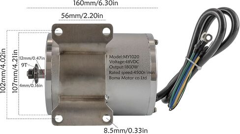 48V 1800W Brushless DC Motor for E-Bike, Scooter, ATV, Go Kart, Mini Bike, Golf Cart, T8F 9T Sprocket, 4500 RPM, Torque ≥3.5-12N.m - High Performance for Electric Vehicles & DIY Projects in Saudi Arabia