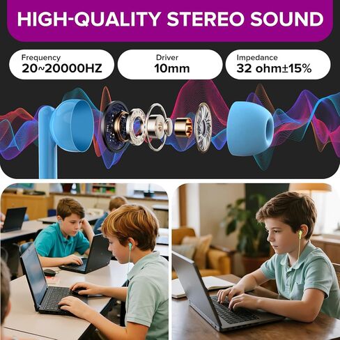 30 Pack Kids Earbuds Bulk for Classroom School Students Children Toddler Teens Boys Girls,Individually Bagged(HTC003,Mixed Colors) in Kuwait