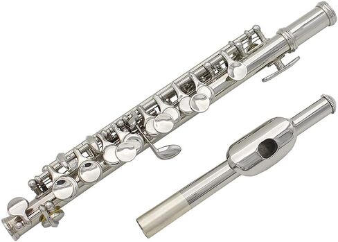 Key of C Piccolo with PU Leather Box, Cleaning Cloth and Rod, Piccolo Instrument for Beginners Students C Piccolo Flute Plated Piccolo (Silver) in Saudi Arabia