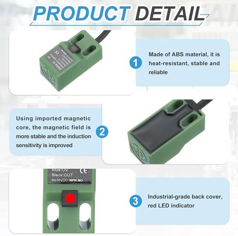 MECCANIXITY 2Pcs SN04-N Inductive Proximity Sensor, DC 6-36V 200mA NPN NO Normally Open Detection Approach Proximity Switch Detector 4mm 3 Wire for Industrial Automation,Green in Saudi Arabia
