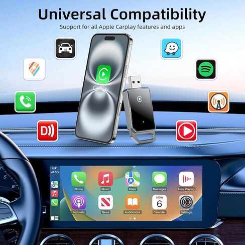 2025 Wireless Carplay Adapter, Mini 2-in-1 CarPlay & Android Auto, Plug & Play, Convert Wired to Wireless Car Play Dongle with USB/USB-C, No Delay, for iPhone & Android in Saudi Arabia
