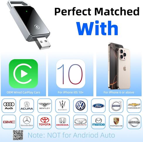 2025 Wireless Carplay Adapter, Mini 2-in-1 CarPlay & Android Auto, Plug & Play, Convert Wired to Wireless Car Play Dongle with USB/USB-C, No Delay, for iPhone & Android in Saudi Arabia
