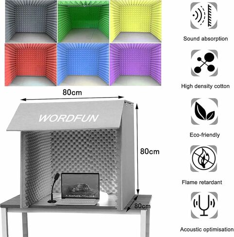 Microphone Isolation Screen Professional Vocal Booth, Sound Absorbing Suitable for Studio Recording, Podcasting, Singing, Broadcasting in Kuwait