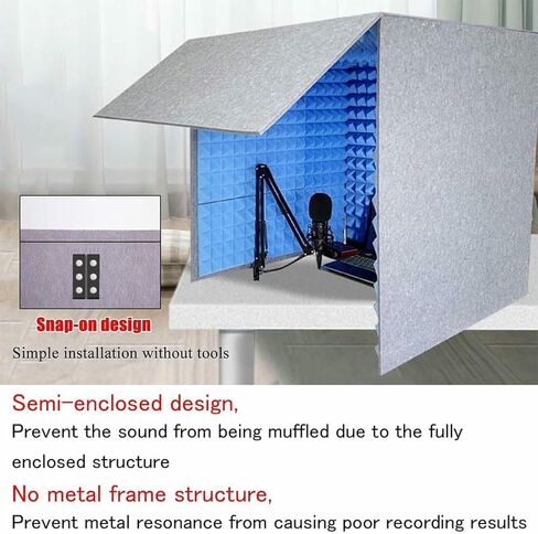 Modern Recording Booth, Cube Absorbing Shield to Filter Vocal, Portable Isolation Box, Sound Insulation Sponge Board for Music Studio Bedroom Home in Kuwait