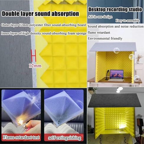 Self Made Sound Vocal Booth, Portable Recording Studio Isolation Shield Box, Desktop Soundproof Cover for Microphone Singing Gaming and Broadcasting in Saudi Arabia