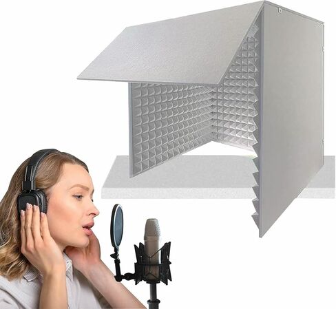 Microphone Isolation Screen Vocal Booth, Sound Absorbing Foam, Studio Recording Soundproof Booth, Sound Absorbing for Recording Equipment Studio in Saudi Arabia