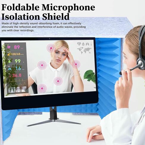 Portable Recording Booth, Foldable Desktop Soundproof Cover, High Density Absorbent Sponge, Vocal Absorbing Shield for Music Studio Bedroom Podcasting in Kuwait
