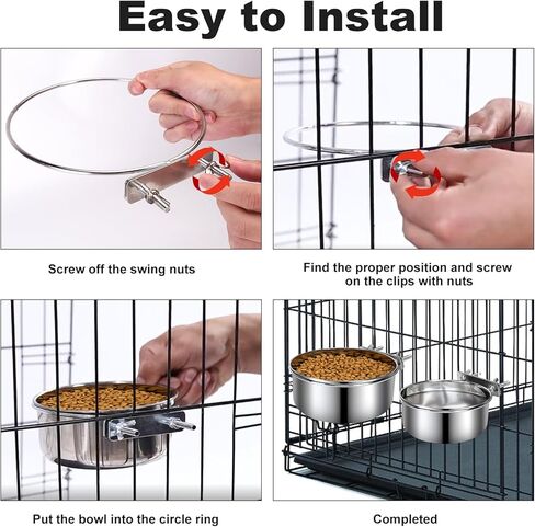 صناديق الكلب أوعية ، أوعية الكلب من الفولاذ المقاوم للصدأ القابل للإزالة للطعام والماء ، بيت كسنيل معلق محطة تغذية المياه الماء للحيوانات الأليفة الصغيرة/المتوسطة/الكبيرة ، (7.1 "× 3.7" و 6.3 "*2.6" ، الفضة) in Kuwait