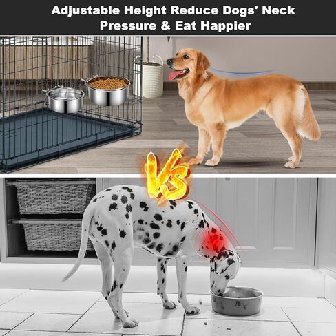 صناديق الكلب أوعية ، أوعية الكلب من الفولاذ المقاوم للصدأ القابل للإزالة للطعام والماء ، بيت كسنيل معلق محطة تغذية المياه الماء للحيوانات الأليفة الصغيرة/المتوسطة/الكبيرة ، (7.1 "× 3.7" و 6.3 "*2.6" ، الفضة) in Kuwait