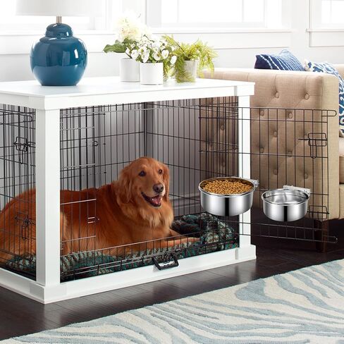 صناديق الكلب أوعية ، أوعية الكلب من الفولاذ المقاوم للصدأ القابل للإزالة للطعام والماء ، بيت كسنيل معلق محطة تغذية المياه الماء للحيوانات الأليفة الصغيرة/المتوسطة/الكبيرة ، (7.1 "× 3.7" و 6.3 "*2.6" ، الفضة) in Kuwait