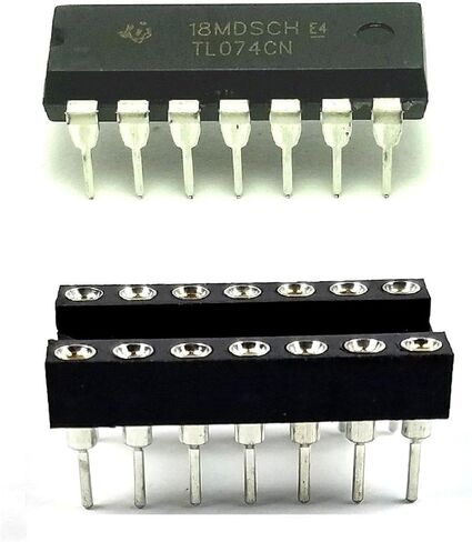 TL074CN TL074 Quad Low-Noise JFET-Input Operational Amplifier IC & 14-Pin DIP Sockets with Machined Contact Pins (Pack of 10) in Saudi Arabia