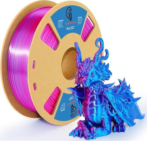 Goto Guard Silk Pla Rainbow Filament ، PLA Filament 1.75mm Multicolor تغيير مع أصفر اللون الأرجواني الأزرق الأرجواني ، خيوط الطباعة ثلاثية الأبعاد 1 كجم/2.2 رطل لمعظم طابعة FDM 3D in Kuwait