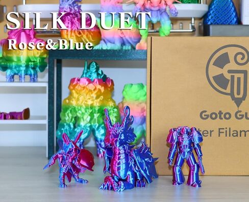 Goto Guard Silk Pla Rainbow Filament ، PLA Filament 1.75mm Multicolor تغيير مع أصفر اللون الأرجواني الأزرق الأرجواني ، خيوط الطباعة ثلاثية الأبعاد 1 كجم/2.2 رطل لمعظم طابعة FDM 3D in Kuwait