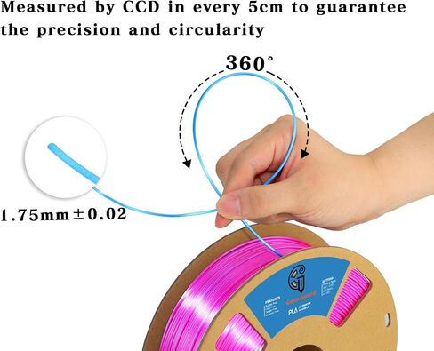 Goto Guard Silk Pla Rainbow Filament ، PLA Filament 1.75mm Multicolor تغيير مع أصفر اللون الأرجواني الأزرق الأرجواني ، خيوط الطباعة ثلاثية الأبعاد 1 كجم/2.2 رطل لمعظم طابعة FDM 3D in Kuwait