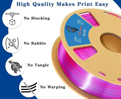 Goto Guard Silk Pla Rainbow Filament ، PLA Filament 1.75mm Multicolor تغيير مع أصفر اللون الأرجواني الأزرق الأرجواني ، خيوط الطباعة ثلاثية الأبعاد 1 كجم/2.2 رطل لمعظم طابعة FDM 3D in Kuwait