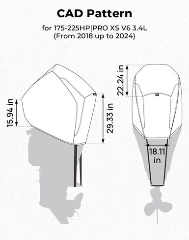 Kemimoto Outboard Motor Cover 600d مقاوم للماء الثقيل لغطاء محرك الزئبق الخارجي المتوافق مع Mercury 250HP ، 300HP ، 200-300 Pro XS-4STR V8 4.6L 2017-2023 in Saudi Arabia