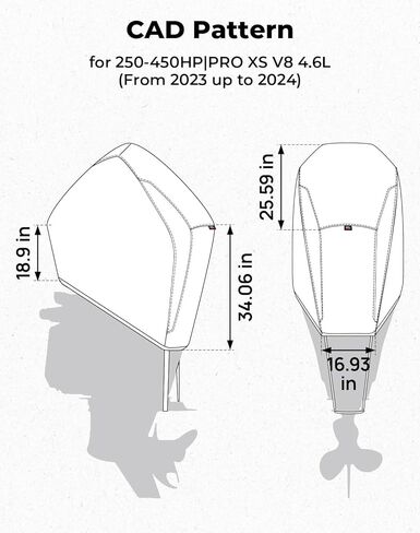 Kemimoto Outboard Motor Cover 600d مقاوم للماء الثقيل لغطاء محرك الزئبق الخارجي المتوافق مع Mercury 250HP ، 300HP ، 200-300 Pro XS-4STR V8 4.6L 2017-2023 in Saudi Arabia