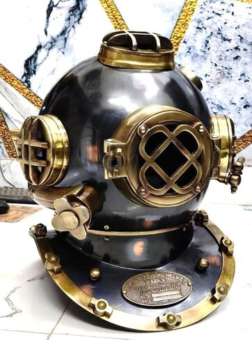 خوذة الغوص النحاسية العتيقة ، نمط البحرية الأمريكية ، قطعة مجموعة بحرية زخرفية in Kuwait