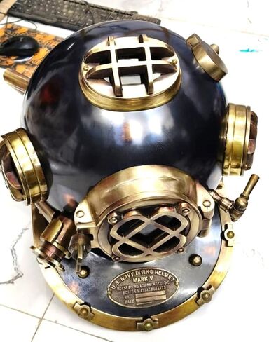 خوذة الغوص النحاسية العتيقة ، نمط البحرية الأمريكية ، قطعة مجموعة بحرية زخرفية in Kuwait