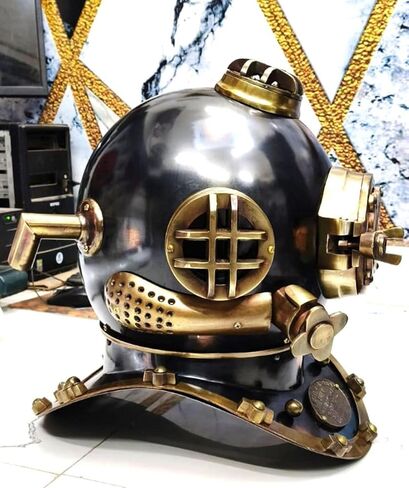 خوذة الغوص النحاسية العتيقة ، نمط البحرية الأمريكية ، قطعة مجموعة بحرية زخرفية in Kuwait