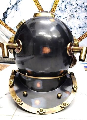 خوذة الغوص النحاسية العتيقة ، نمط البحرية الأمريكية ، قطعة مجموعة بحرية زخرفية in Kuwait