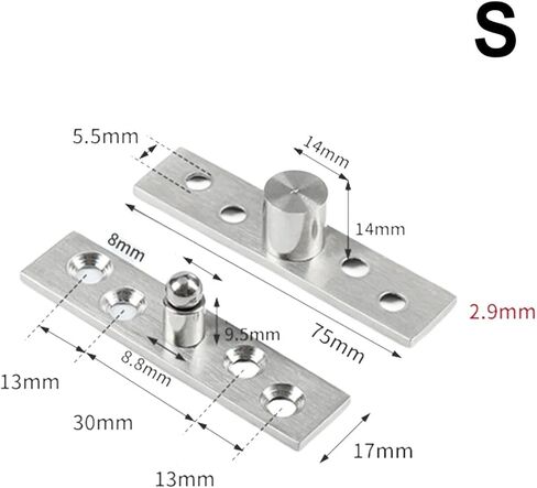 الفولاذ المقاوم للصدأ غير مرئي 360 درجة دوارة الباب محور لأعلى ولأسفل أجهزة الأثاث المفصلية (النمط L) in Kuwait