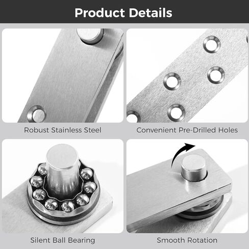 Hinges Door Pivot, Door Hidden Steel Stainless, Silent Smooth Rotation, Duty Heavy, Bearing Design, for Door Murphy, Pcs 2 in Saudi Arabia